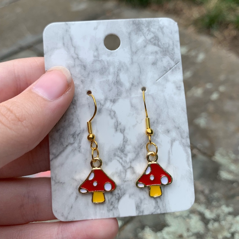 COTTAGECORE MUSHROOM EARRINGS HANDMADE JEWELRY